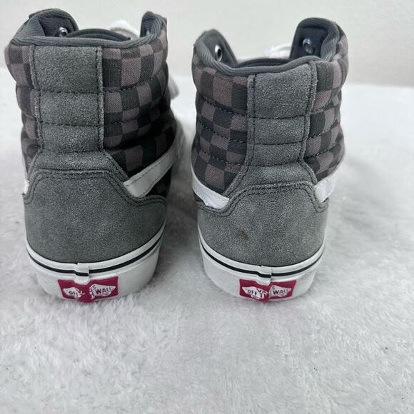 Vans Men's 8.5 Filmore High Top Skate Sneakers Gray Checkerboard Lace Up Grunge - Picture 9 of 9